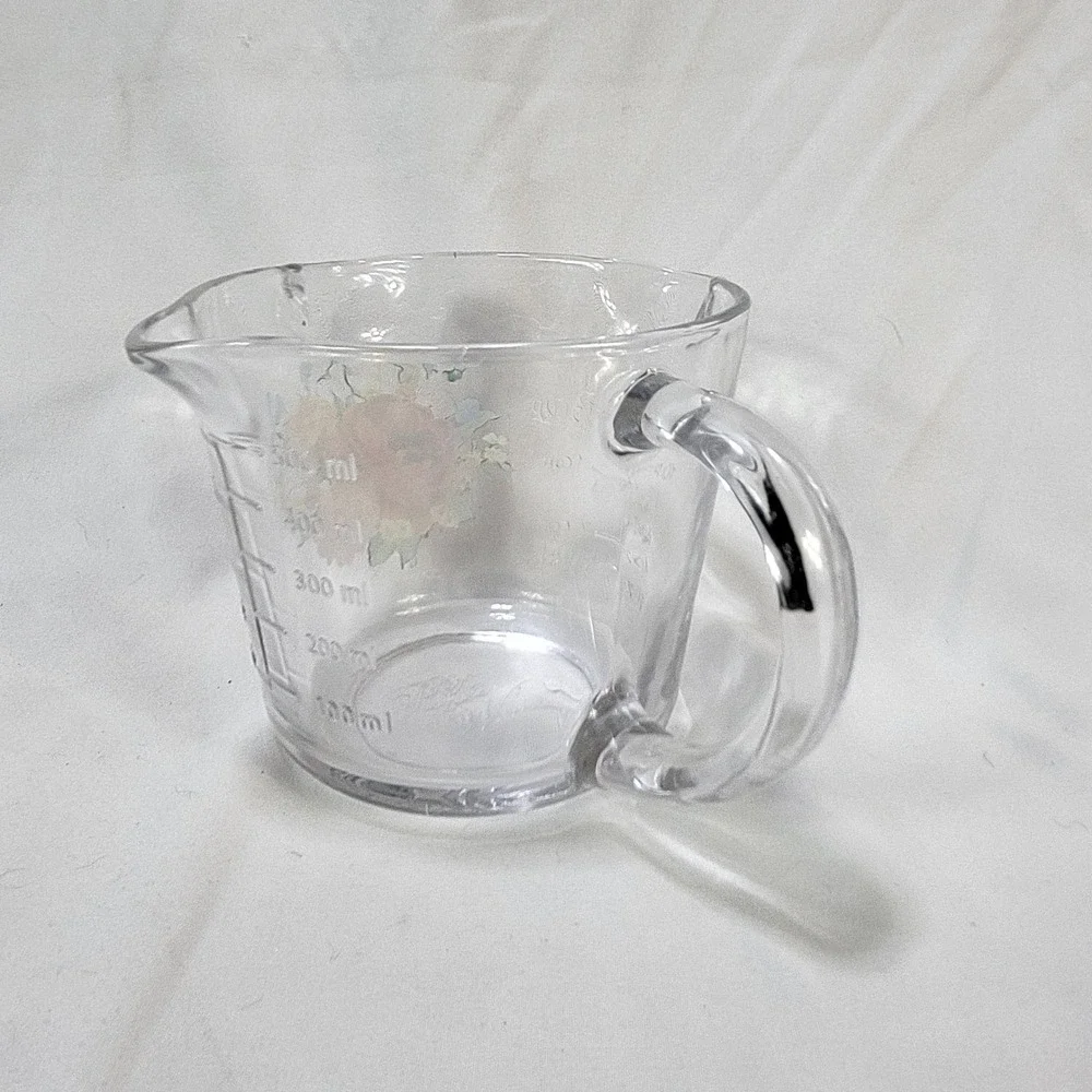 Pioneer Woman Glass Measuring Cup Pint Triple Pour Spout 2 Cup Sweet Rose Flower